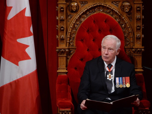 FILE: Governor General David Johnston delivers the Speech from the Throne in the Senate Chamber on Parliament Hill in Ottawa, Friday, December 4, 2015.