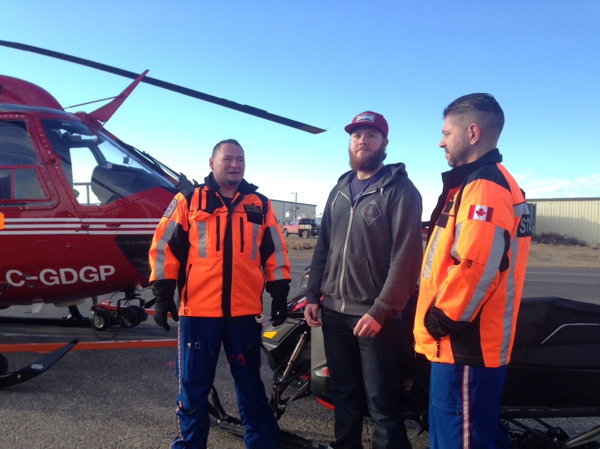 On March 22, 2014 Kyle Cooper (Centre) was driving his buddy's snowmobile down some ice, while speeding he hit a snow drift and lost control of the sled.