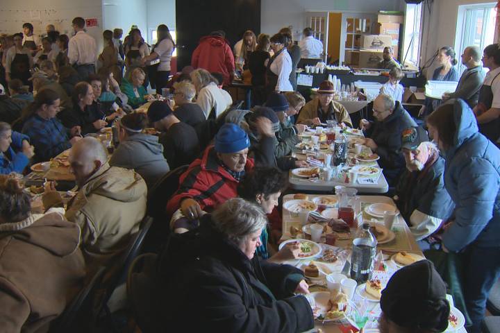 Diners enjoy a hot meal at Souls Harbour Rescue Mission in Halifax.