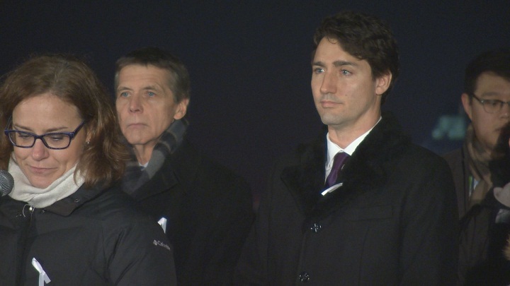 Prime Minister Justin Trudeau attends attends memorial ceremony for victims of Polytechnique massacre on Montreal’s Mount Royal. Sunday, Dec. 6, 2015.