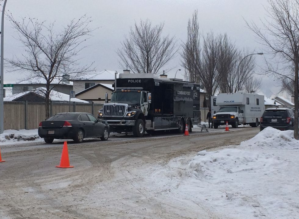 Edmonton police respond to a weapons complaint  at 150 Avenue and 45 Street, Jan. 11, 2016.