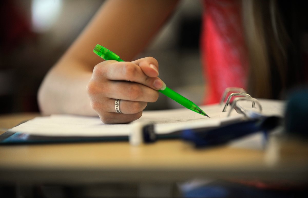 A student studying during an english class at Donald A. Wilson Secondary School in Whitby, Ont. 