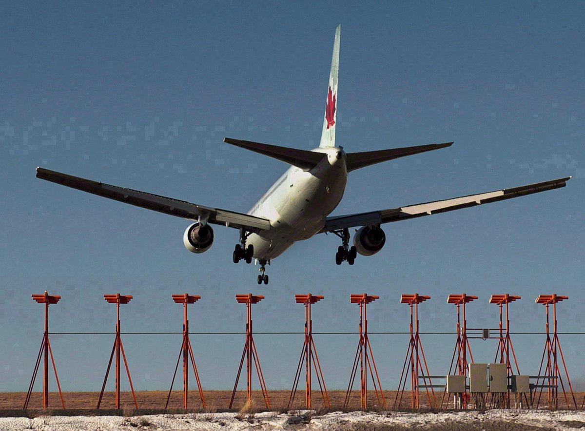 An Air Canada passenger jet is shown landing at Halifax Stanfield International Airport in Halifax.