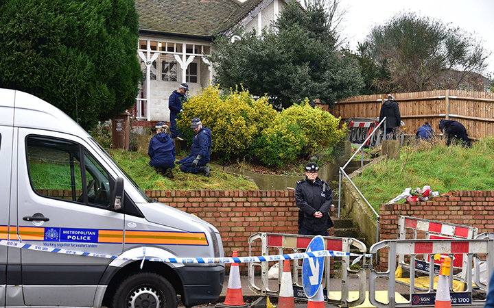 Police forensic officers search the home of former EastEnders actress Sian Blake, and her two children, Erith, south-east London.