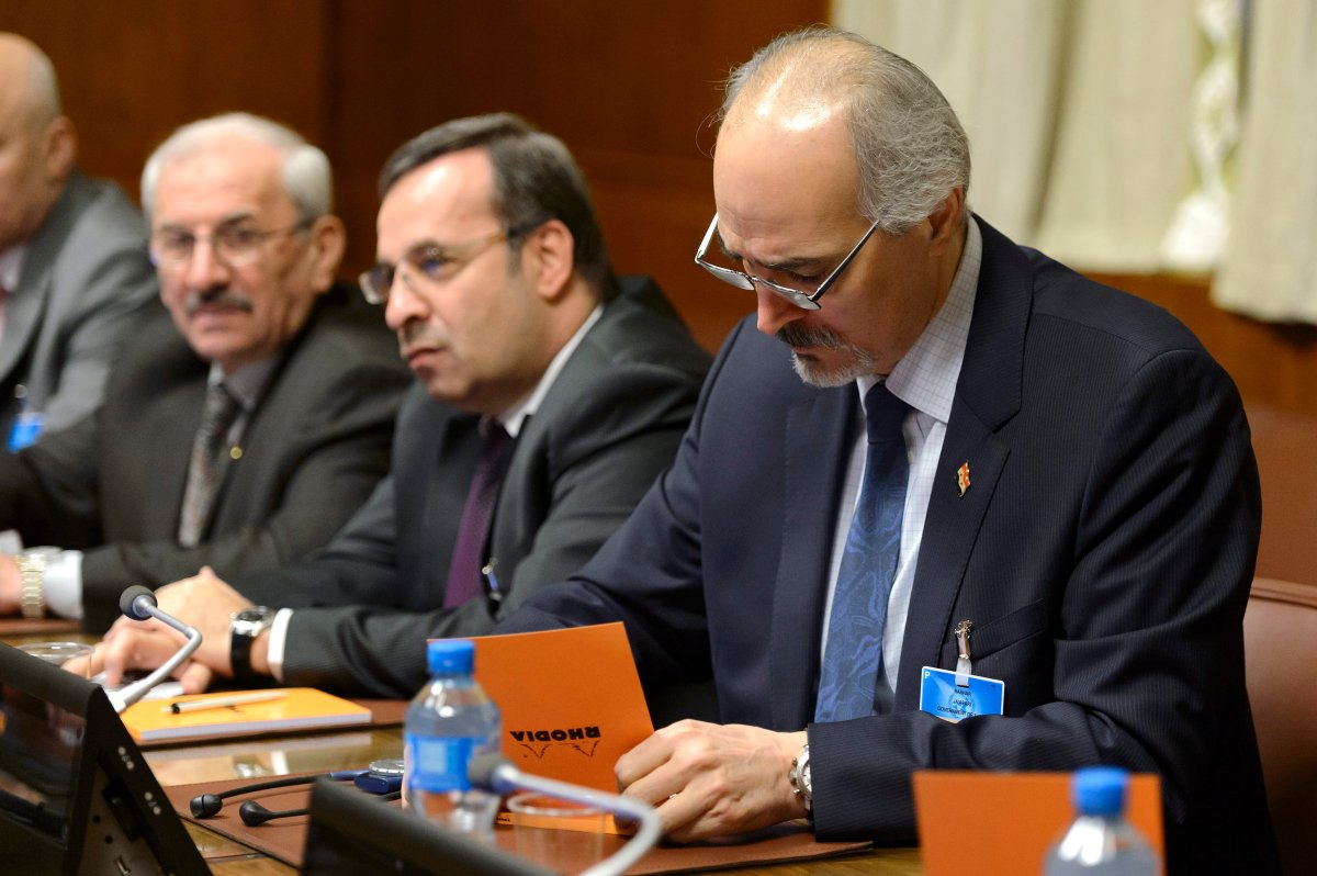 Syrian chief negotiator Bashar al-Jaafari, Ambassador of the Permanent Representative Mission of the Syria to UN New York, sits after arriving for the round of negotiation between the Syrian government and the opposition in Geneva, Switzerland, 29 January 2016. 