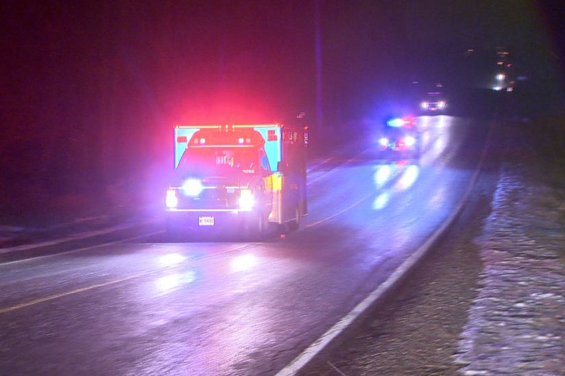 A man suffered critical injuries and was rushed to hospital in Newmarket after crashing his snowmobile into a boat.