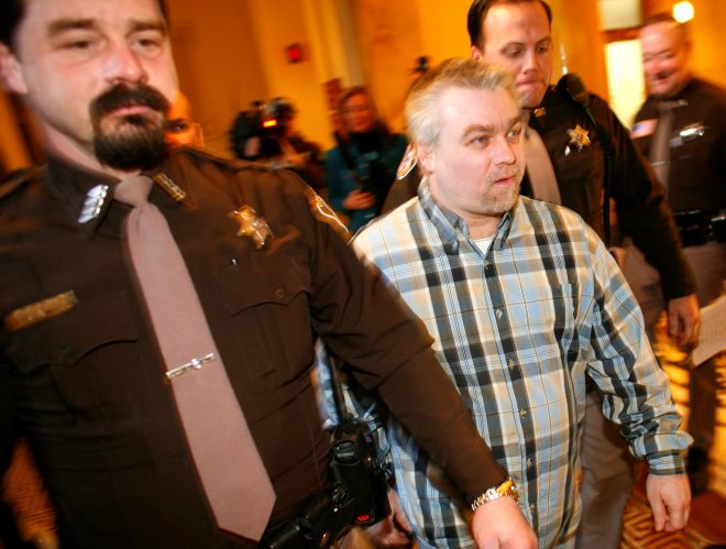 Steven Avery is escorted back to the court room at the Manitowoc County Court after a break during the jury selection in his murder case Tuesday, Feb. 6, 2007, in Manitowoc, Wis. 