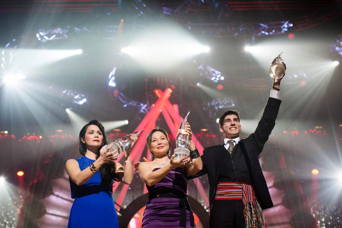 Three Youth Award recipients at the 2013 Indspire Awards. 