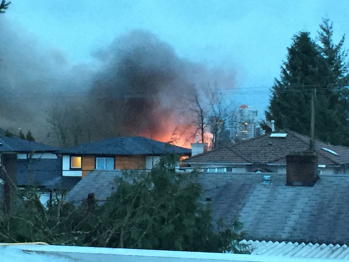 Flames engulfed a home in Burnaby on Jan. 28, 2016.