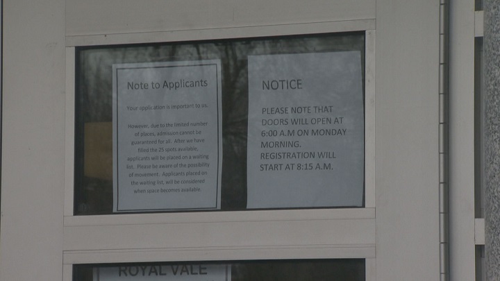 Some parents have been waiting in line since 6:00 a.m. Sunday.