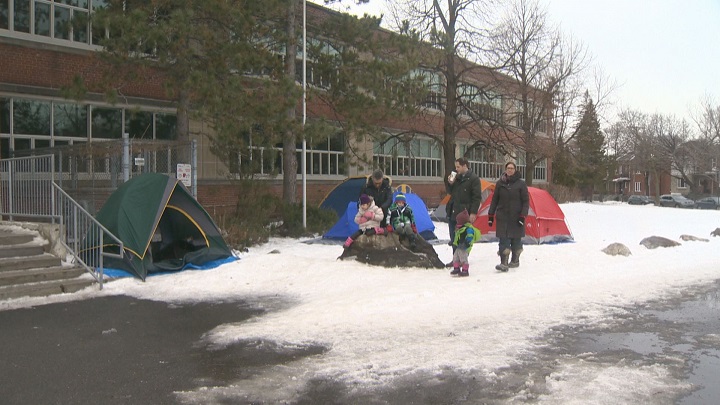 Tents are popping up on school property as parents prepare to camp out and secure a spot for Monday’s registration. Sunday, Jan. 31, 2016.