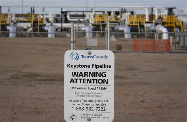 TransCanada's Keystone pipeline facilities are seen in Hardisty, Alta., on Friday, Nov. 6, 2015.
