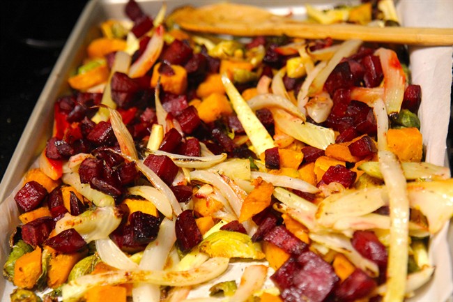This recipe is a delicious way to enjoy fall and winter vegetables. Roasting concentrates the flavour of the vegetables.