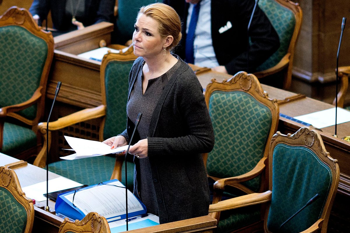 In this Wednesday Jan. 13. 2016 photo, Denmark's immigration minister Inger Stoejberg, speaks in the Danish Parliament.