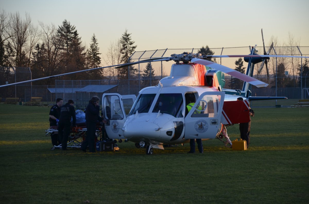A child is sent to hospital via air ambulance after he was hit by a pickup truck on Cottonwood Drive on January 10, 2016. 