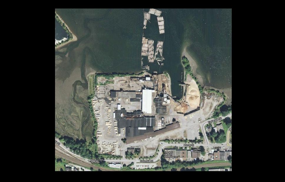 Flavelle Sawmill from the air.