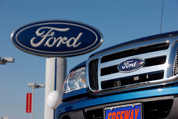 In this Nov. 29, 2009 file photo, a Ford Ranger pickup truck sits at a Ford dealership in Denver. 