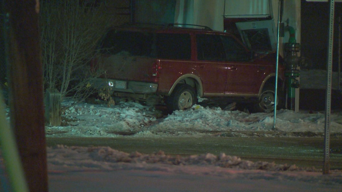 Some residents in northeast Edmonton were evacuated early Tuesday morning after an SUV lost control near 34th Street and Abbotsfield Road, hitting a utility structure and severing a gas line. January 26, 2015.