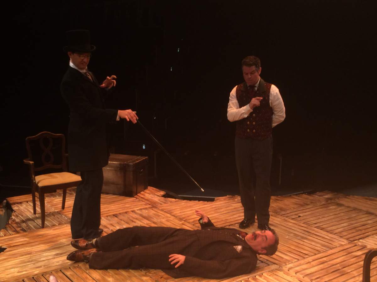  Globe Theatre is putting on a comedic mystery of Sherlock Holmes' and Dr. Watsons' adventures.  

The popular duo must solve an ancient curse in "The Hound of the Baskervilles".