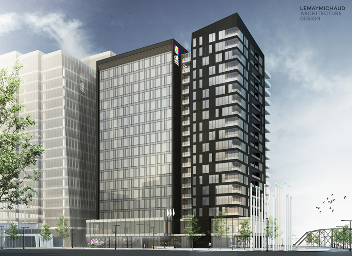 A rendering of the proposed 15-storey Group Germain Hotel for Parcel Y in downtown Saskatoon.