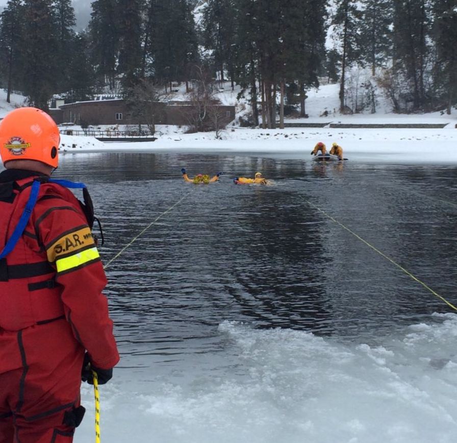 Members of the Kelowna Fire Department conducted their ice rescue training on Thursday.  