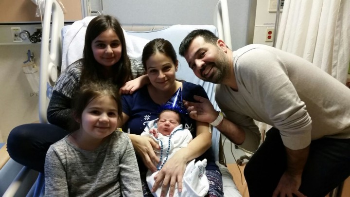 The Koukoutsis, welcoming Konstantinos, Montreal's first baby of 2016, January 1st, 2016.