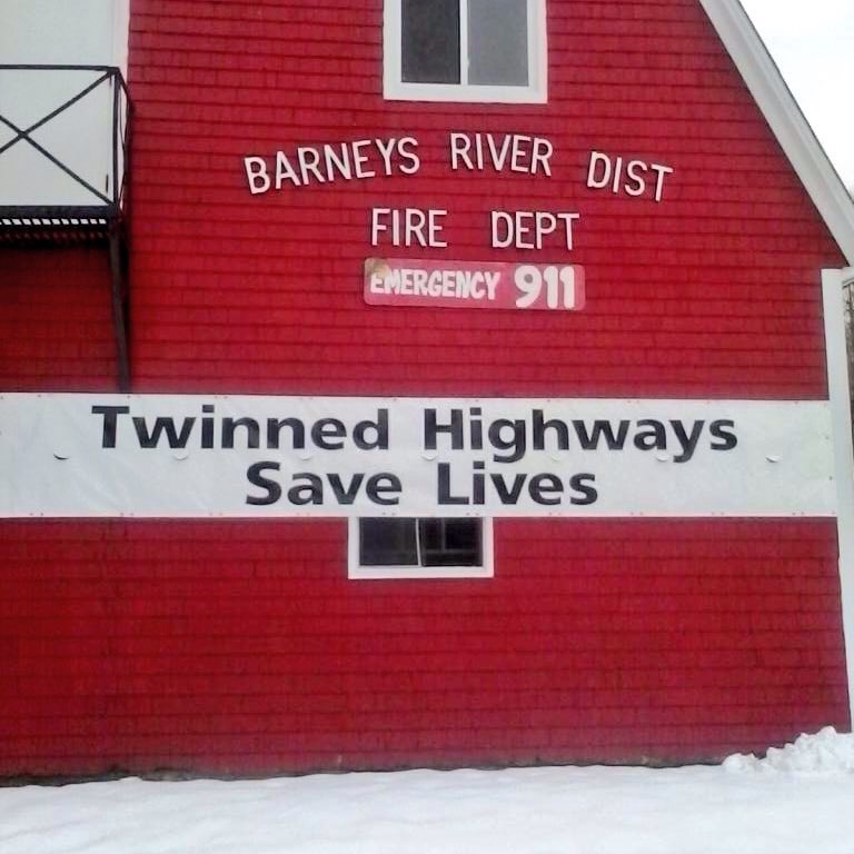The Barney's River Fire Station is hoping to raise awareness with this new banner.