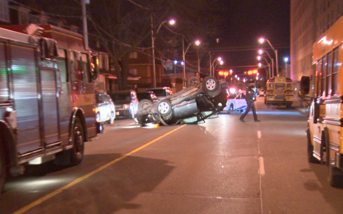 A male driver was arrested for impaired driving after a single vehicle rollover in Toronto on Jan. 18, 2016.