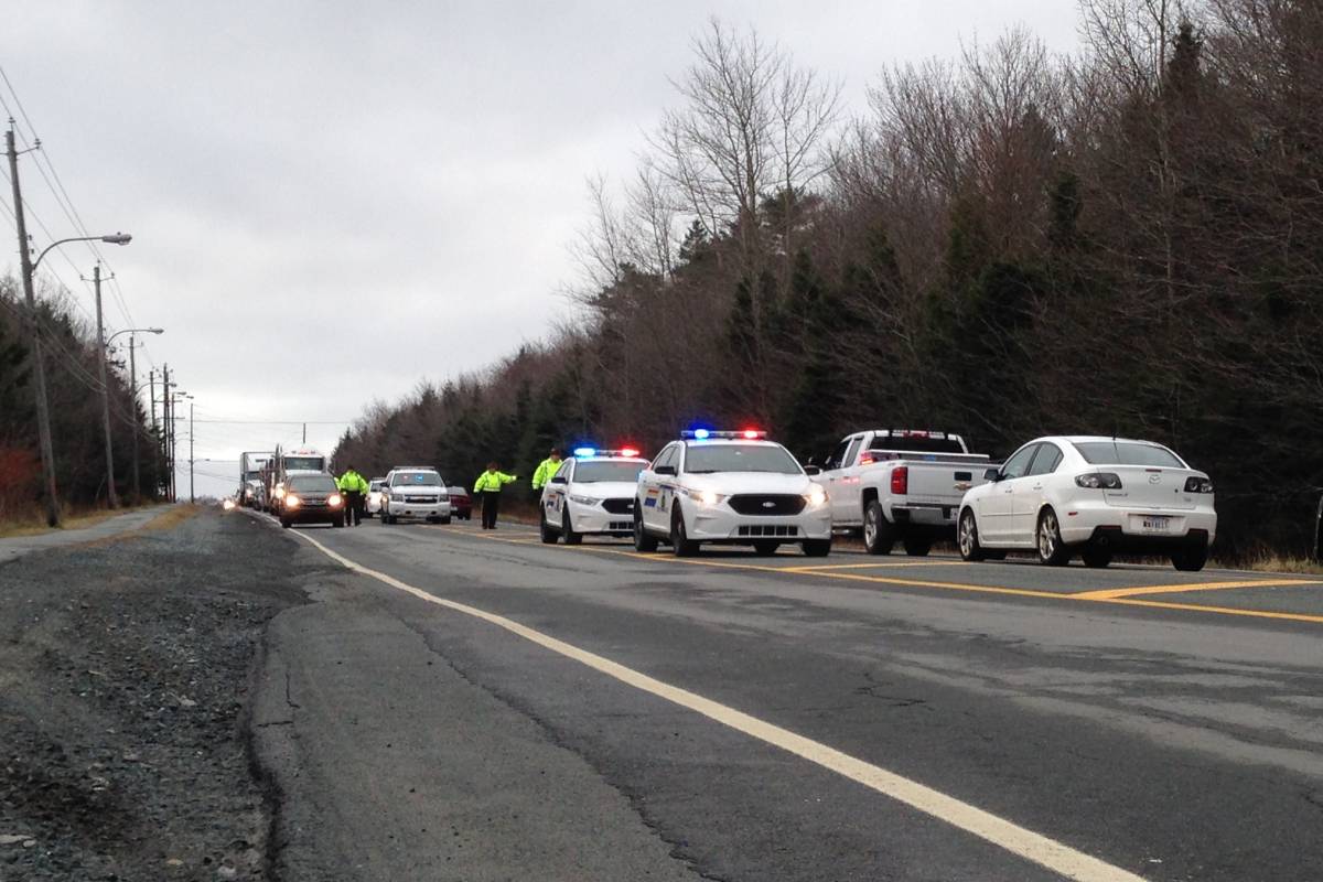 RCMP at a check point in December of 2015.