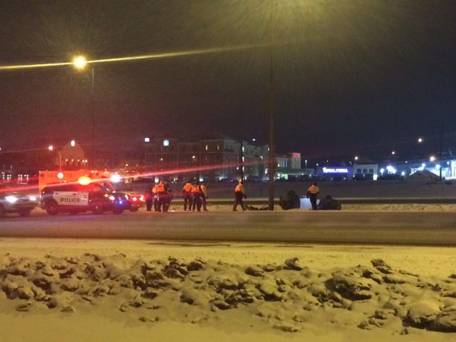 Emergency crews were called to Calgary Trail near Ellerslie Road, where a it appears a vehicle lost control and hit a street light pole. January 18. 2016.