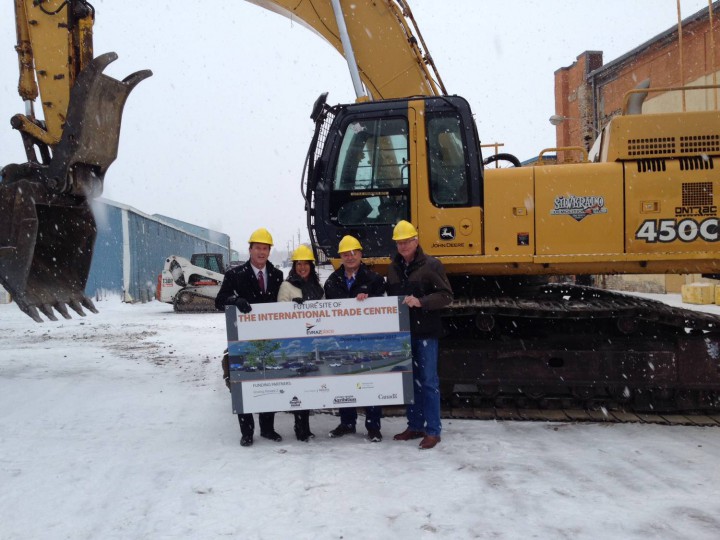 Demolition started on Thursday at Evraz Place to make way for a new International Trade Centre.