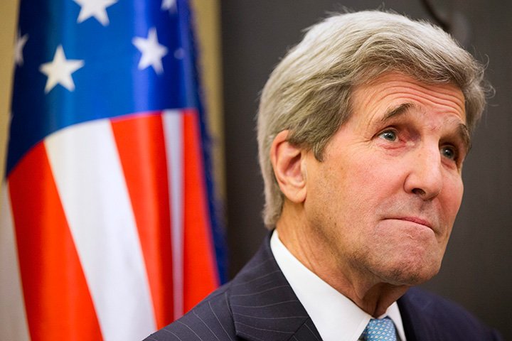 U.S. Secretary of State John Kerry attends the 2016 World Economic Forum in Davos, Switzerland, on Thursday, Jan. 21, 2016. 