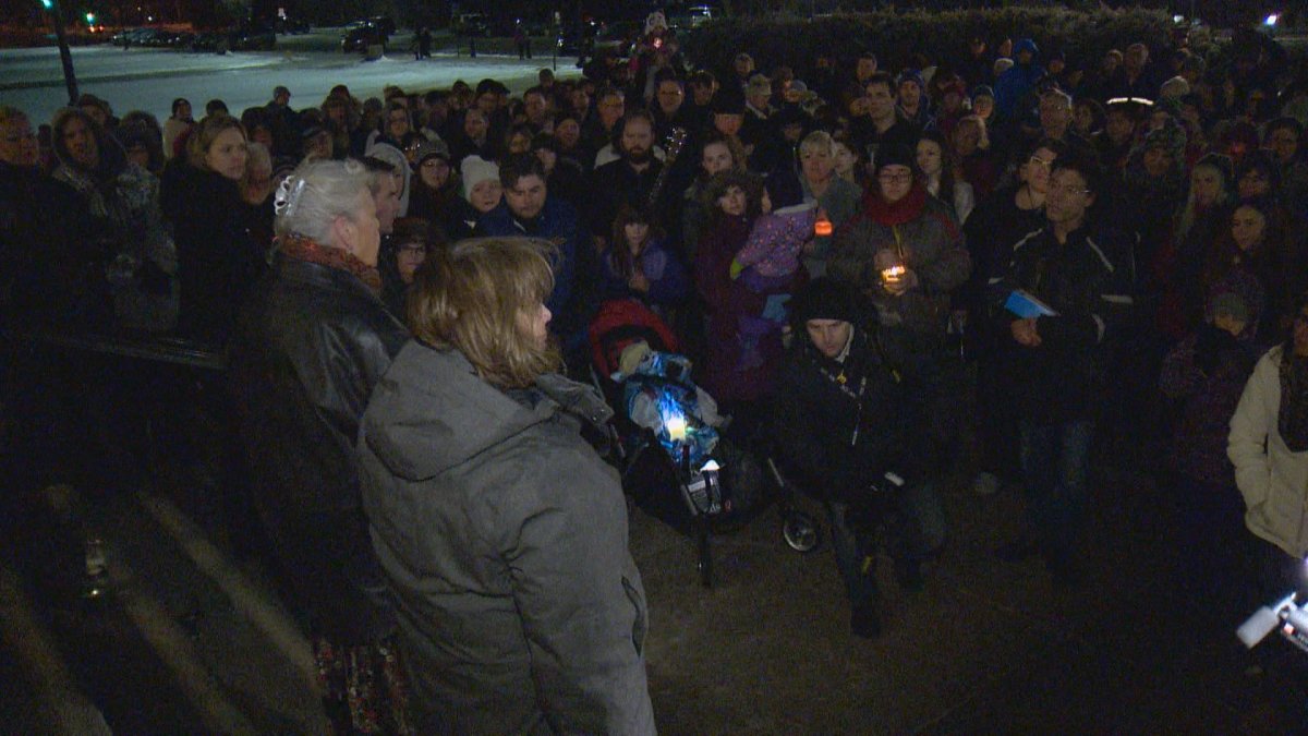 A large crowd gathered outside the Legislature  on Wednesday in support of La Loche.