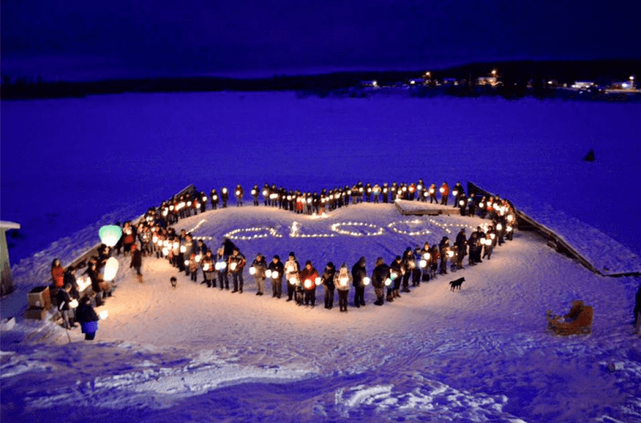 Stanley Mission residents hold candlelight vigil for La Loche shooting victims on Monday.
