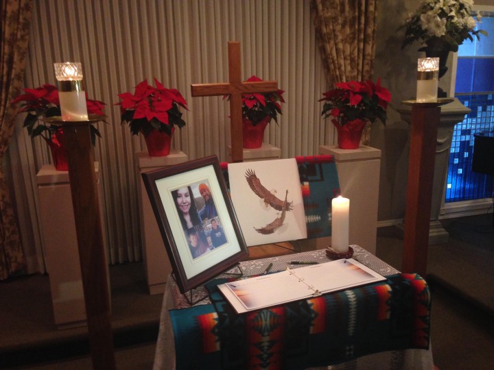 A memorial sits in the chapel of Park Funeral Home in Saskatoon this week in honour of the victims in the recent La Loche shooting.