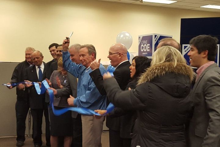 Whitby-Oshawa PC candidate Lorne Coe opened his campaign office Saturday, as did his opponents, New Democrat Niki Lundquist and Liberal Elizabeth Roy.
