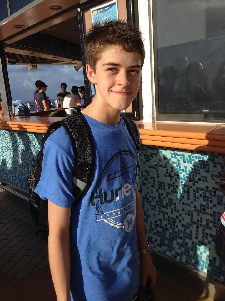 Luke carrying in his backpack 13 auto-injectors with the lifesaving drug epinephrine.