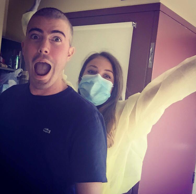 Matthew Schreindorfer and wife Katia Luciani in hospital.