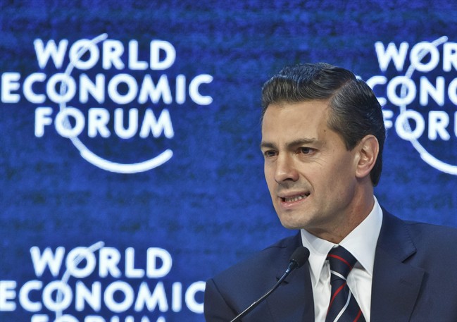 Mexican President Enrique Pena Nieto speaks during a panel "A New Agenda for Latin America" at the World Economic Forum in Davos, Switzerland, Friday, Jan. 22, 2016.