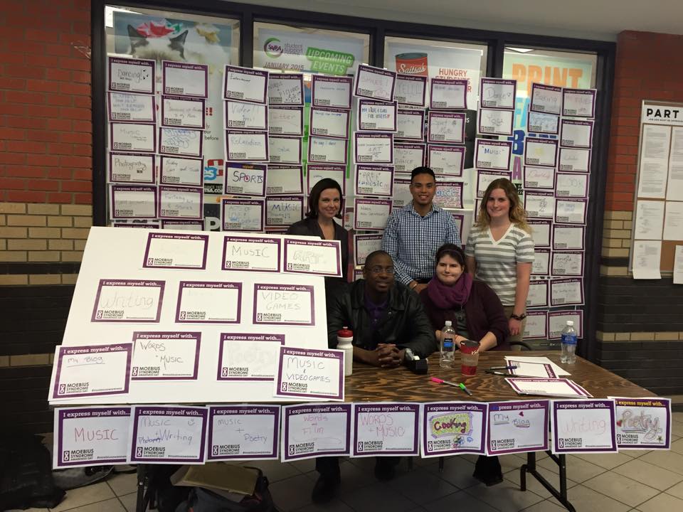 Kelsey Ferrill and friends raise awareness about Moebius Syndrome at SAIT in 2015.