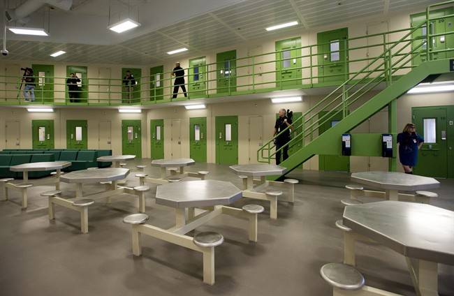 The general inmate facility is shown during a media tour of the Toronto South Detention Centre in Toronto on Thursday, Oct. 3, 2013. 