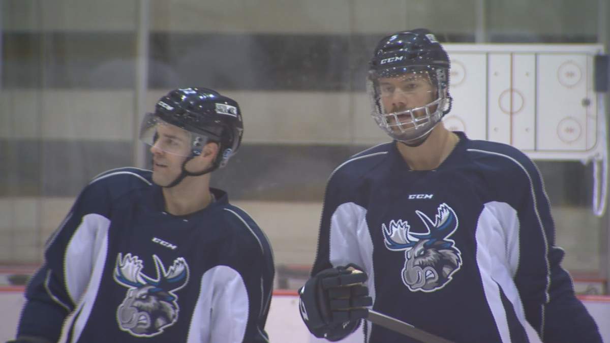 Manitoba Moose forward Thomas Raffl practices on Friday at MTS Iceplex.
