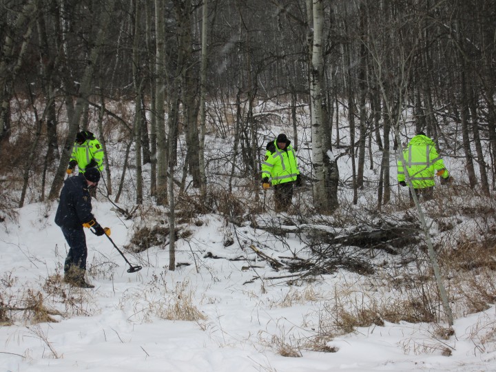 The RCMP Major Crimes Unit North use specialized equipment to look for any sign of Troy Napope or his remains. 