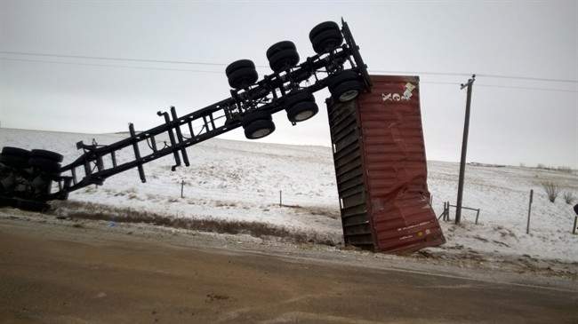 Cameco and the Canadian Nuclear Safety Commission say there is no risk to the public or the environment after a truck carrying uranium powder rolled in southwestern Saskatchewan and caused a small spill. The flatbed truck was hauling a shipping container with 63 drums of yellowcake when it rolled Monday, Jan.11, 2016 on Highway 4, about 10 kilometres north of Swift Current.