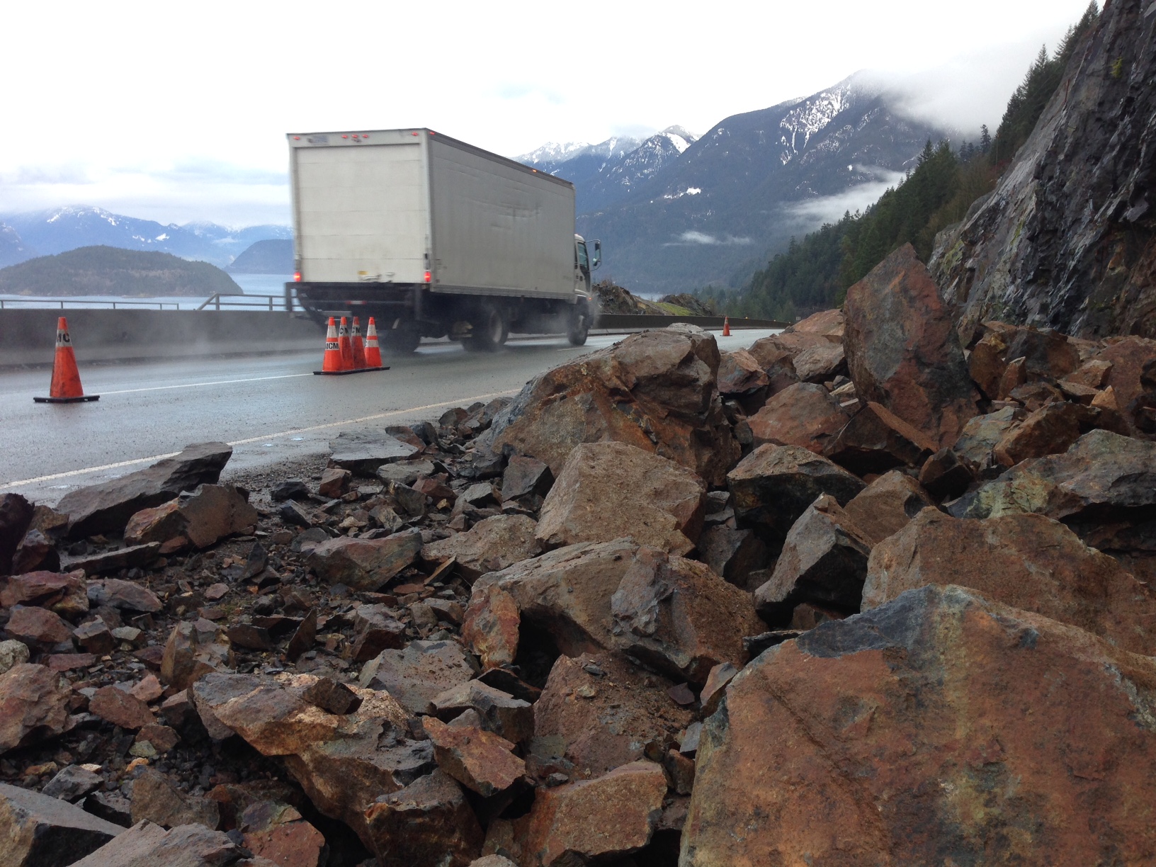 Rock Slide Comes Down On Sea To Sky Highway, Damages Several Cars - BC ...