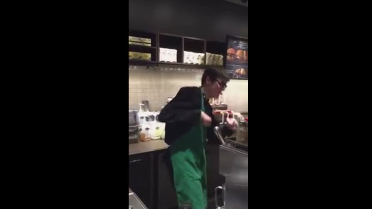 Starbucks barista with autism channels sudden movements into dance