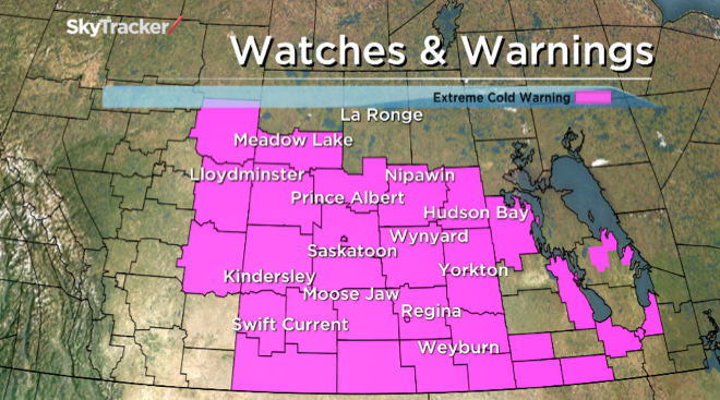 Extreme cold warning continued for Saskatoon and now for all of central and southern Saskatchewan.