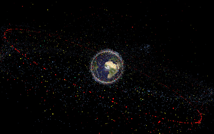 A 2013 graphic of all human-made space objects result from the near-5000 launches since the start of the space age.