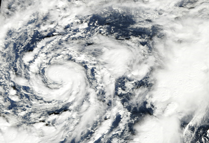 Subtropical Storm Alex churns in the Atlantic Ocean on Jan. 13, 2015.
