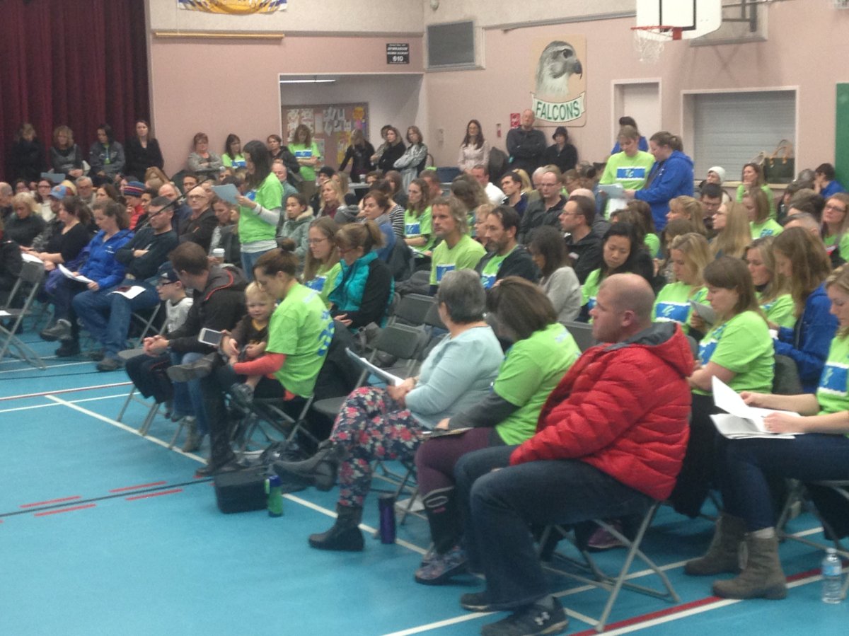 Parents packed a public meeting last month to oppose the closure of Trout Creek Elementary in Summerland.